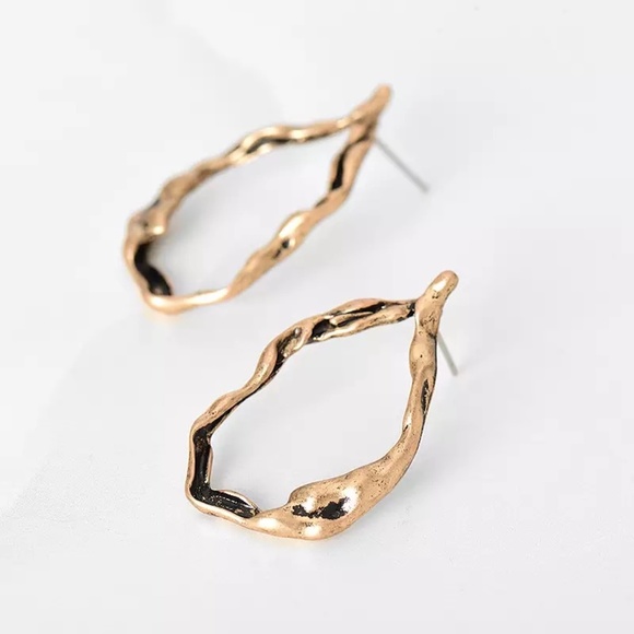 'Symphony' Antique Gold Irregular Drop Earrings - Picture 5 of 10